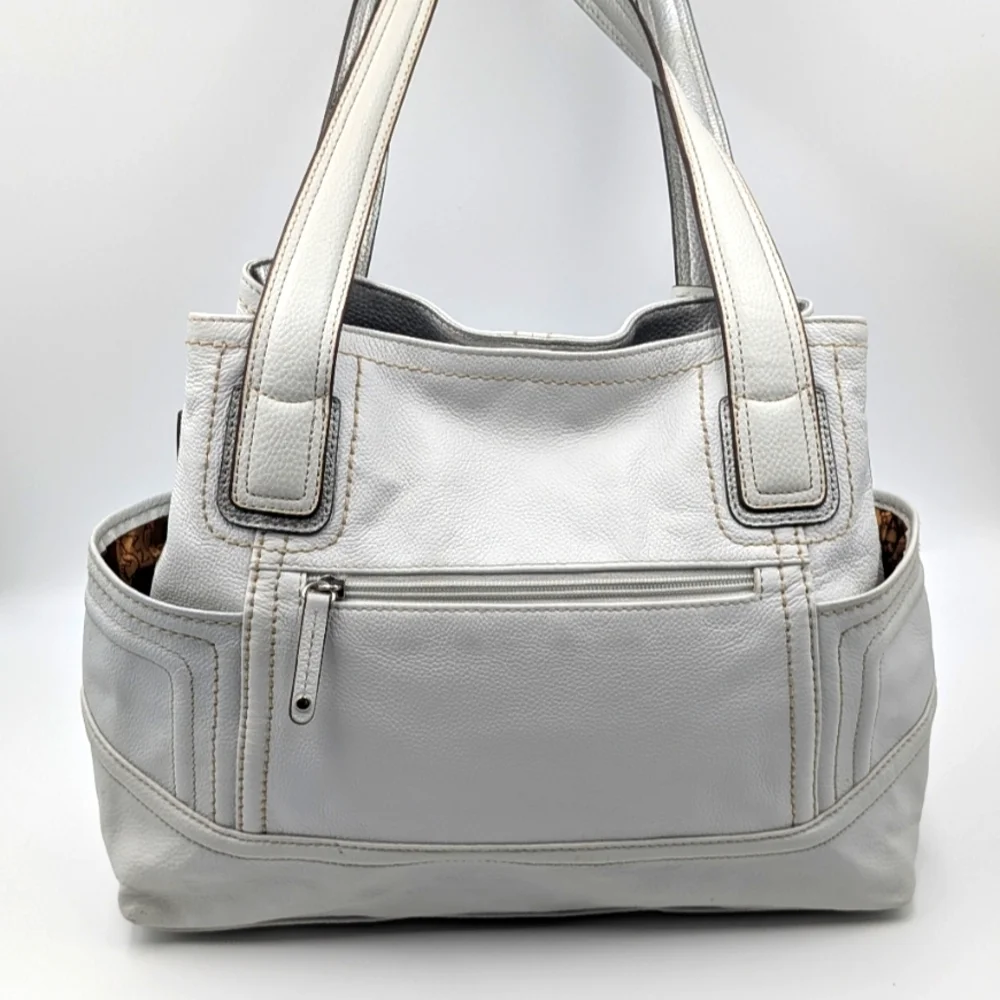 Tignanello Bone & Silver Leather Bag - Picture 2 of 6
